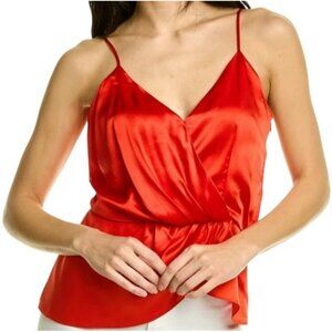 Cinq À Sept Chili Pepper Silk Wrap Tank Top XL NWT $325